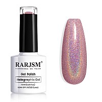 Rarjsm Holographic Gel Nail Polish Grape Purple Rainbow Glitter Reflective Iridescent Gel Polish Curing Required Unicorn Mirror