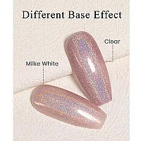 Rarjsm Holographic Gel Nail Polish Light Purple Pink Rainbow Glitter Reflective Iridescent Gel Polish Curing Required Unicorn Mi