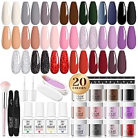 Rosalind 29Pcs Dip Nails Powder Starter Kit 20 Colors Dip Powder Nail Kit Red Pink Black Glitter Series Nail Dip Powder Colors