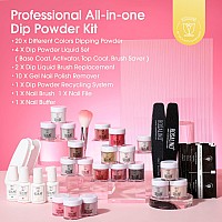 Rosalind 29Pcs Dip Nails Powder Starter Kit 20 Colors Dip Powder Nail Kit Clear Nude Pink Brown Glitter Series Nail Dip Powder