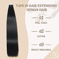 Icyfim Tape In Hair Extensions Human Hair Straight Hair Extensions Real Human Hair Tape In Straight Hair Extensions For Women So