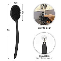 Vwmyq Silicone Back Scrubber For Shower Bath Body Brush With Long Handle Double Sided Shower Brush For Shower Exfoliating And