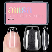 Aillsa Short Coffin Nail Tips Soft Gel Clear Gelly Nail Tips Half Matte Full Cover Nail Tips Acrylic Prefiled Press On Fake Nai