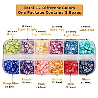 Eyenice 24 Grids 3D Nail Art Crushed Natural Sea Shell Nail Art Nail Flakes 12 Colors Colorful Abalone Shell Slices For Nail Art