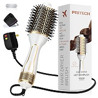 Dual Voltage Hair Dryer Brush Pritech Hot Air Brush 110V120V220V240V Ionic 1000W Blow Dryer Brush 4 In 1 Styler One Step Vo