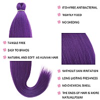 Leeven 26 Inch 3 Packs Light Purple Braiding Hair Pre Stretched Kanekalon Lavender Braiding Hair Prestretched Braiding Hair Exte