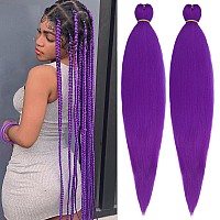 Leeven 26 Inch 2 Packs Light Purple Braiding Hair Pre Stretched Kanekalon Lavender Braiding Hair Prestretched Braiding Hair Exte