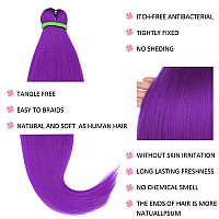 Leeven 26 Inch 2 Packs Light Purple Braiding Hair Pre Stretched Kanekalon Lavender Braiding Hair Prestretched Braiding Hair Exte