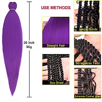 Leeven 26 Inch 2 Packs Light Purple Braiding Hair Pre Stretched Kanekalon Lavender Braiding Hair Prestretched Braiding Hair Exte