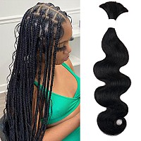 Liqusee Human Braiding Hair 100G One Bundlepack 16 Inch Natural Black Body Wave Curly Human Hair For Braiding No Weft 100 Unpr