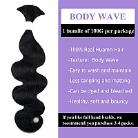 Liqusee Human Braiding Hair 100G One Bundlepack 16 Inch Natural Black Body Wave Curly Human Hair For Braiding No Weft 100 Unpr