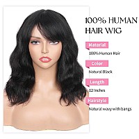 Wignee Natural Wavy Human Hair Wigs With Bangs Glueless Wigs Human Hair Lace Front Wigs Human Hair Body Wave Wig With Bangs Wigs