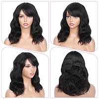 Wignee Natural Wavy Human Hair Wigs With Bangs Glueless Wigs Human Hair Lace Front Wigs Human Hair Body Wave Wig With Bangs Wigs