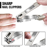 Toenail Clippers For Seniors Thick Nails Professional Nail Clippers With Catcher Long Handle Toe Nail Clippers For Thick Toena