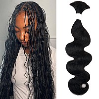 Liqusee Human Braiding Hair 100G One Bundlepack 20 Inch Natural Black Body Wave Curly Human Hair For Braiding No Weft 100 Unpr