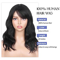 Wignee Natural Wavy Human Hair Wigs With Bangs Glueless Wigs Human Hair Lace Front Wigs Human Hair Body Wave Wig With Bangs Wigs