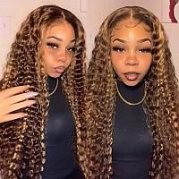 Isee Hair Highlight Blonde Wear And Go Glueless Deep Wave Wig Human Hair Pre Plucked No Glue Pre Cut Hd Lace Front Wigs Human Ha