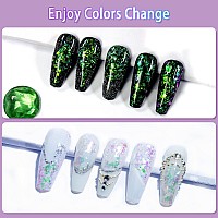 Allstarry 4Pcs Holographic Nail Glitter Flakes Iridescent Opal Sequins Ultrathin Mermaid Chrome Pigment Flakes Colorshift Nai