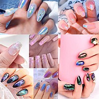 Allstarry 4Pcs Holographic Nail Glitter Flakes Iridescent Opal Sequins Ultrathin Mermaid Chrome Pigment Flakes Colorshift Nai