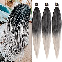 Leeven 26 Inch Silver Prestretched Braiding Hair Professional Easy Crochet 3 Packs Braiding Hair Hot Water Setting Perm Yaki Sy