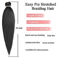 Leeven 26 Inch Silver Prestretched Braiding Hair Professional Easy Crochet 3 Packs Braiding Hair Hot Water Setting Perm Yaki Sy