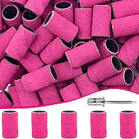 Pink Sanding Bands For Nail Drill 100Pcs 180 Grit Sanding Bands For Nail Nail Sanding Bands For Natural Nails Professional Fi