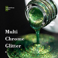 Rarjsm Chameleon Glitter Gel Nail Polish Green To Blue Color Changing Pigments Gel Polish 15Ml Multichrome Holographic Sparkle S