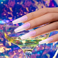 Rarjsm Gel Builder Nail Polish Pearl White Purple Glitter Hard Gel In A Bottle Mermaid Shell Pearlescent Thick Extension Structu