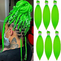 Leticia Neon Green Braiding Hair Pre Stretched Kanekalon Braiding Hair 16Inch Packs Of 6