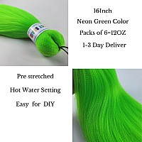 Leticia Neon Green Braiding Hair Pre Stretched Kanekalon Braiding Hair 16Inch Packs Of 6