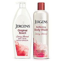 Jergens Original Scent Cherry Almond Dry Skin Moisturizer And Softening Body Wash 2Ct Bundle