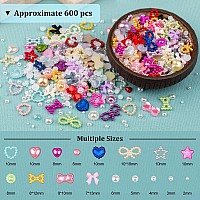 600Pcs 3D Multi Shapes Nail Charms And Flatback Pearls Colorfulwhite Mix Styles Heart Star Bow Sunflower Embellishments For Na