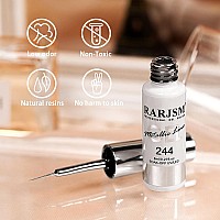 Rarjsm Metallic Silver Gel Liner Nail Art 3D Mirror Chrome Effect Gel Nail Polish 8Ml Build In Thin Brush Metal Painted Drawing