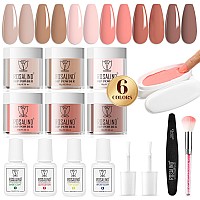 Rosalind Nude Brown Nail Dip Powder Series For Nail Art Decoration 6 Pcs Kit Dip Powder Colors Set Not Need Uvled Lamp With In