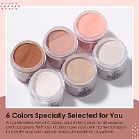 Rosalind Nude Brown Nail Dip Powder Series For Nail Art Decoration 6 Pcs Kit Dip Powder Colors Set Not Need Uvled Lamp With In