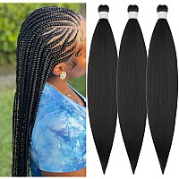 Gozill Black Braiding Hair Pre Stretched Kanekalon Braiding Hair Extension 26 Inch Natural Black Synthetic Fake Hair For Braidin