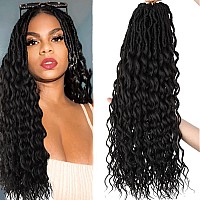 Lycsou Faux Locs Crochet Hair 24 Inch Soft Locs Crochet Hair Pre Looped 6 Packs Wave Braids Hair Extensions Goddess Locs Crochet