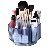 Linfidite 360Rotating Makeup Organizer Holder Cosmetic Display Case Clear Makeup Brush Lip Gloss Organizer Case With 5 Slots Rou