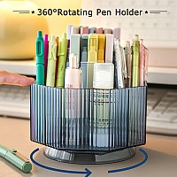 Linfidite 360Rotating Makeup Organizer Holder Cosmetic Display Case Clear Makeup Brush Lip Gloss Organizer Case With 5 Slots Rou