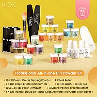 Rosalind 29Pcs Dip Nails Powder Starter Kit 20 Color Colorful Summer Spring Dip Powder Nail Kit Red Pink Orange Glitter Series