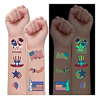 4Th Of July Temporary Tattoos Stickers American Flag Red White And Blue Party Supplies