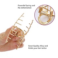 Lukacy 6 Pack Large Metal Hair Claw Clips 4 Inch Perfect Big Gold Jaw Hair Clamps For Women And Thinner Thick Hair Stylings