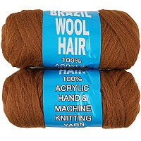 Ruiyok 2 Roll Brazilian Wool Hair For Braiding Acrylic Hand Knitting Wool Yarn For Soft Locs Crochet Hair Jumbo Braids Twist Bra