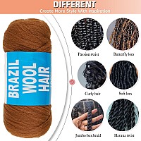 Ruiyok 2 Roll Brazilian Wool Hair For Braiding Acrylic Hand Knitting Wool Yarn For Soft Locs Crochet Hair Jumbo Braids Twist Bra