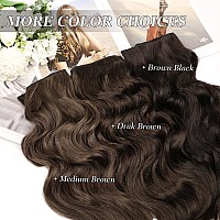 Morica Invisible Wire Hair Extensions 20 Inch Dark Brown Long Wavy Synthetic Hairpiece With Transparent Wire Adjustable Size