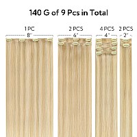 Hotbanana Clip In Hair Extensions Real Human Hair 140G 9Pcs 24 Inch Dirty Blonde Mixed Bleach Blonde Clip In Human Hair Extensio