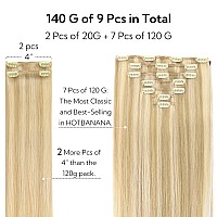 Hotbanana Clip In Hair Extensions Real Human Hair 140G 9Pcs 24 Inch Dirty Blonde Mixed Bleach Blonde Clip In Human Hair Extensio