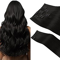 Hotbanana Clip In Hair Extensions Real Human Hair 140G 9Pcs 16 Inch Natural Black Clip In Human Hair Extensions Straight Remy Ha