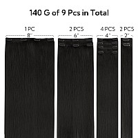 Hotbanana Clip In Hair Extensions Real Human Hair 140G 9Pcs 16 Inch Natural Black Clip In Human Hair Extensions Straight Remy Ha