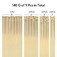 Hotbanana Clip In Hair Extensions Real Human Hair 140G 9Pcs 20 Inch Ash Blonde To Golden Blonde And Platinum Blonde Clip In Huma